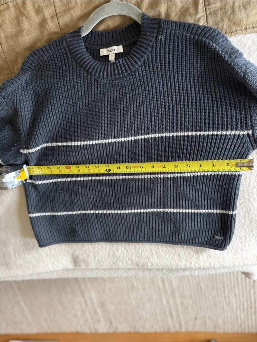 Vuori Montauk Crew Organic Cotton/Cashmere Sweater - Navy Stripe - Small - Picture 8 of 8
